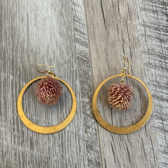 Handmade Jewelry - 3/$30! Gold Hoop Earrings with Clover Flower